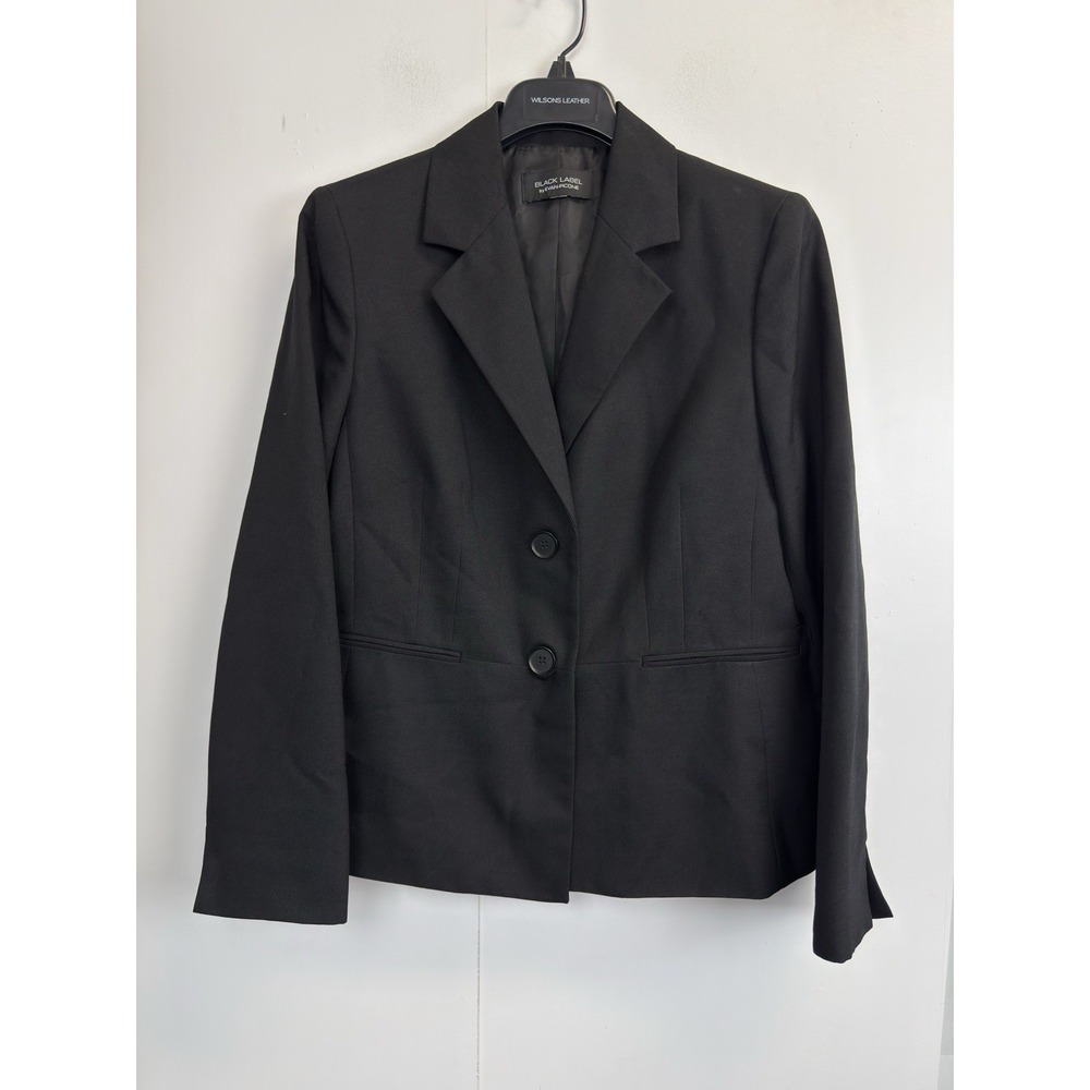 Black Label By Evan Picone Blazer Jacket Women's Size 12 Notch Lapel 2‎ Button